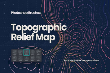Topographic Relief Map Photoshop Brushes