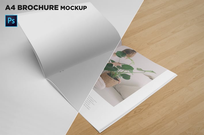 A4 Brochure Mockup Open Pages