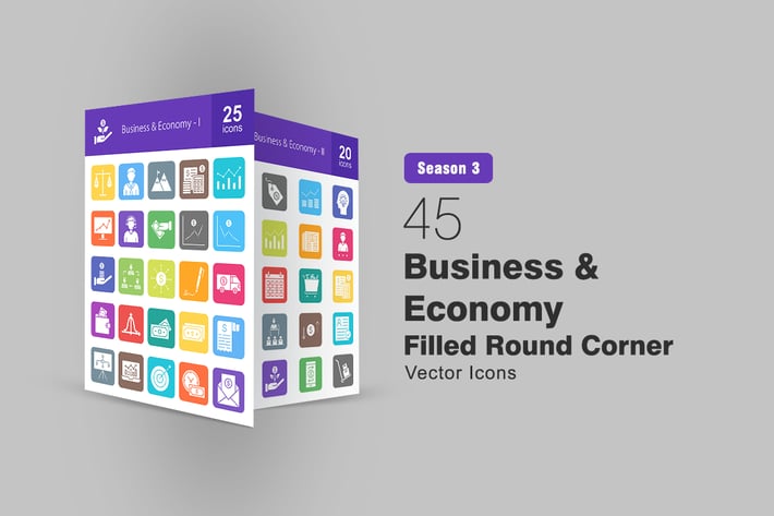 45 Business & Economy Filled Round Corner Icons
