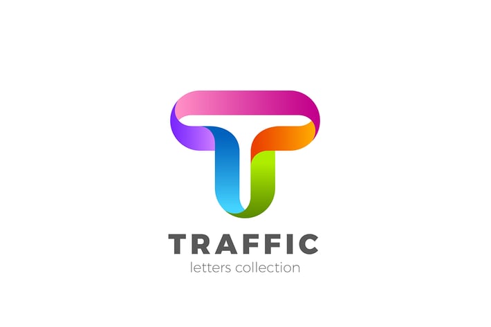 Letter T Logo design 3D Ribbon style