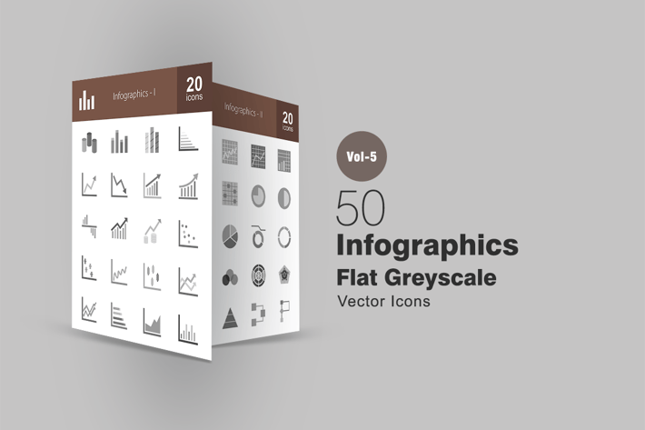 40 Infographics Greyscale Icons