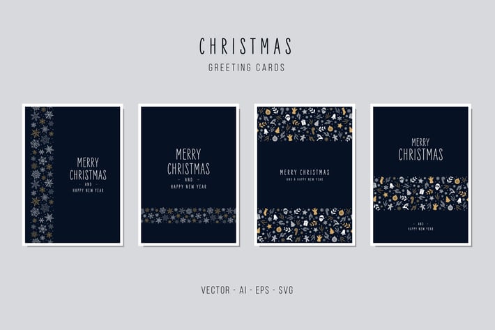 Christmas Greeting Vector Card Set
