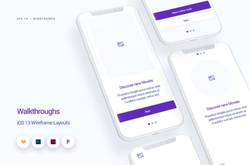 Walkthroughs - iOS 13 Wireframe Kit