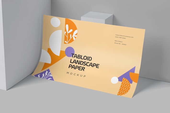 Landscape US Tabloid Paper Mockups