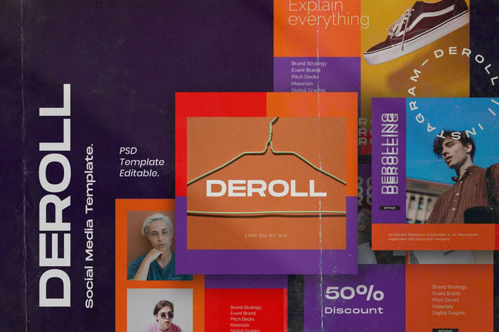 DEROLL PACK 2- Instagram Template + Strories