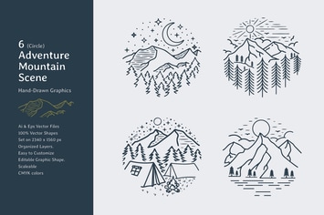 Adventure Mountain Camp Circle Scene With Badges