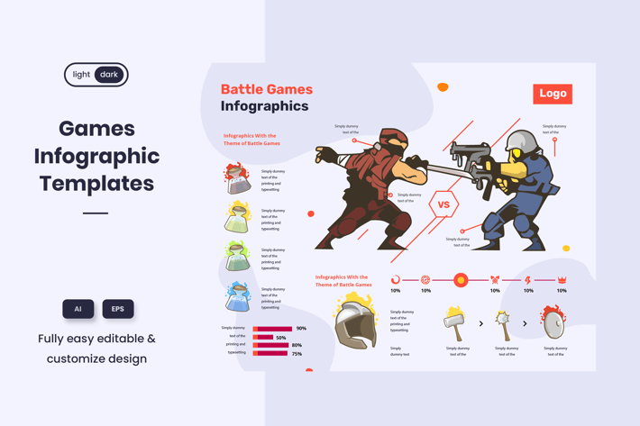 Cool Infographic Template for Esport & Online Game