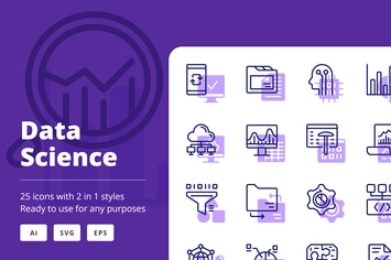 Data Science Icons (Line and Solid)