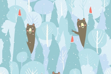 Seamless vector winter forest pattern. Christmas b
