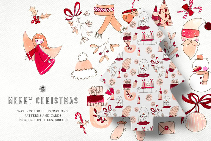 Merry Christmas Watercolor Set