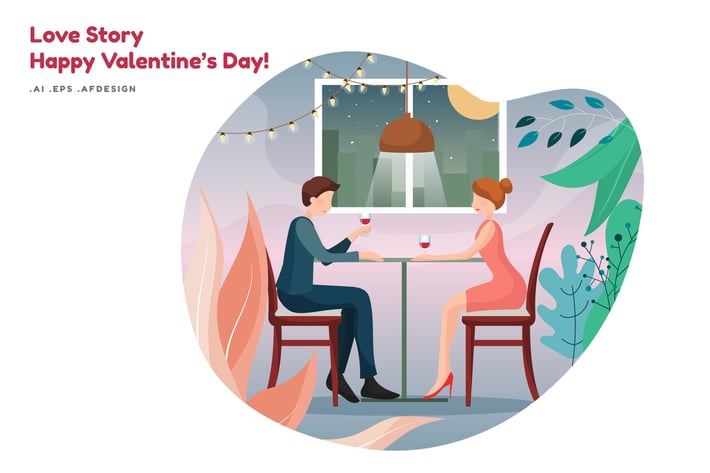 Love Story Vector Illustration