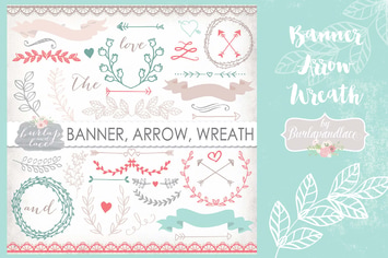 Banner, Arrow, Wreath clip art