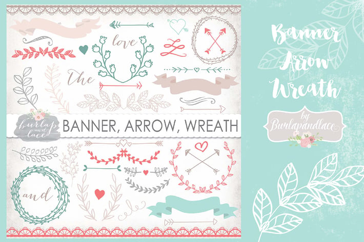 Banner, Arrow, Wreath clip art