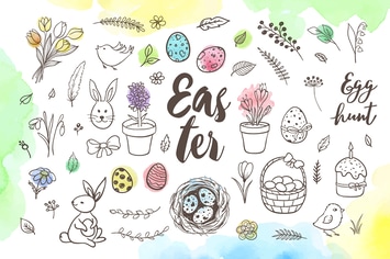 Spring and Easter Doodle Design Kit