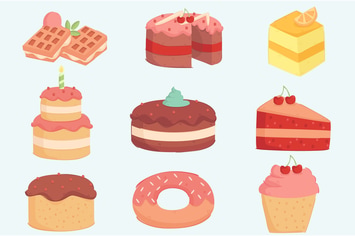 Birthday Cake Decoration Illustration Set