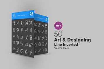 50 Art & Designing Line Inverted Icons
