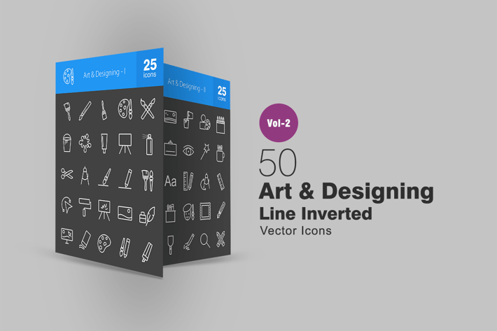 50 Art & Designing Line Inverted Icons