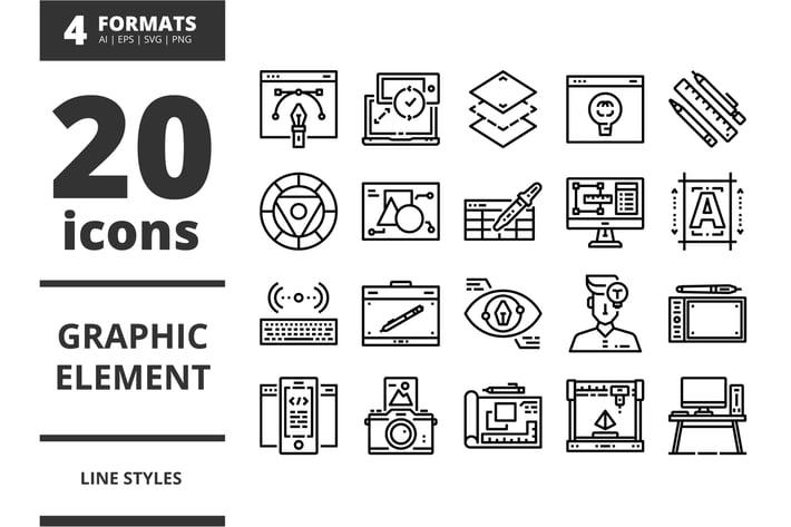 Graphic element Line icons packs