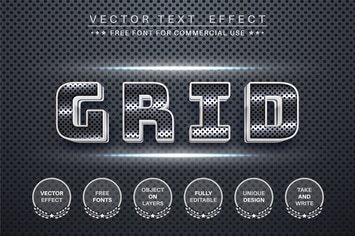 Metal grid - editable text effect,  font style