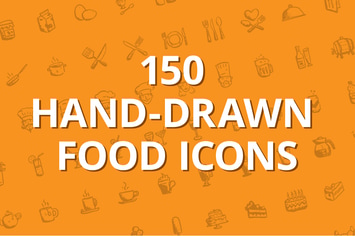 150 hand-drawn food icons