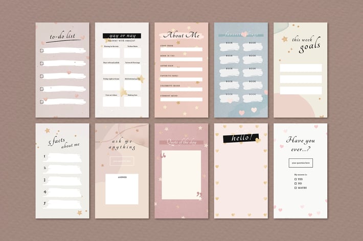 Social media story challenge template set vector