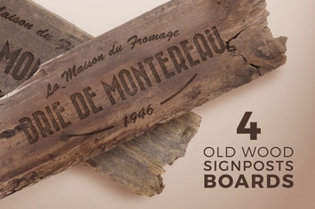 4 Old Wood Burned Signposts Boards