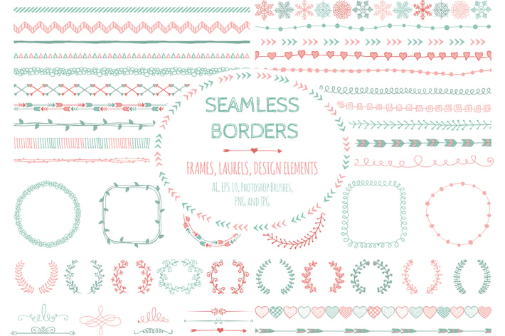 Doodle Seamless Borders, Elements
