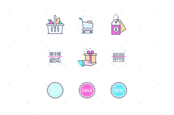 Shopping - modern line design style icons set
