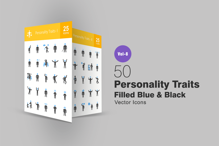 Personality Traits Blue & Black Icons