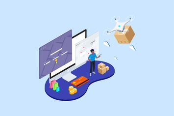 Drones Delivery Isometric Illustration - T2