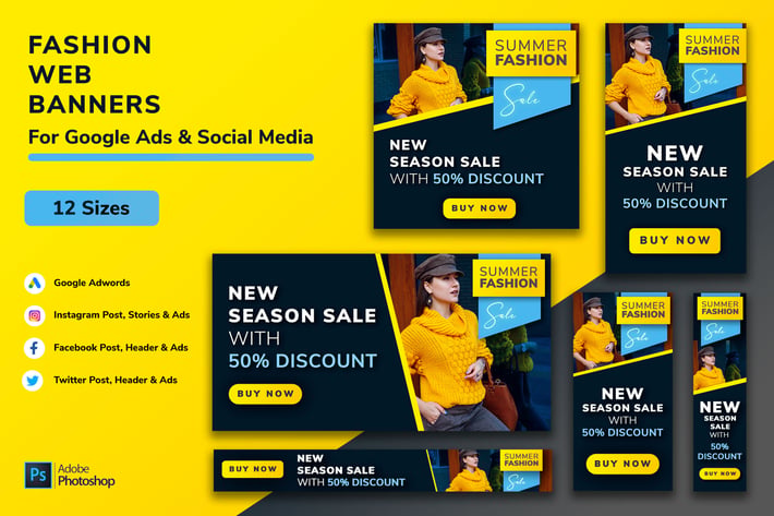 Retail Clothes Black Web Banner Google Ads & Post