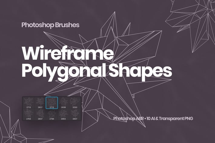 Wireframe Polygonal Shapes Photoshop Brushes