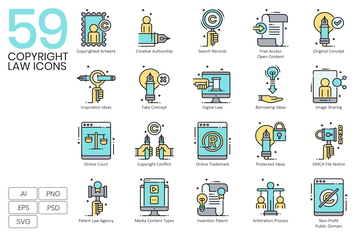 59 Intellectual Property Law Icons
