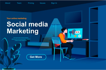 SMM Isometric Web Page Flat Concept