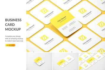 Rounded Square Business Card Mockup