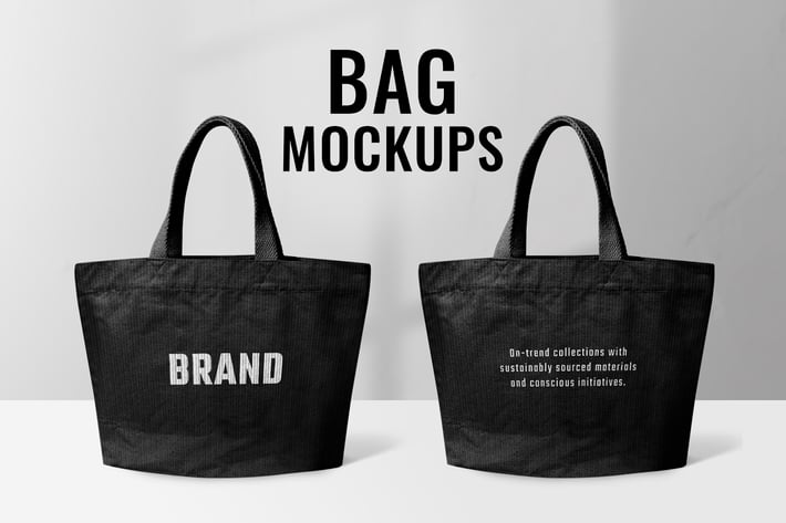Black tote bag mockup with fashion style