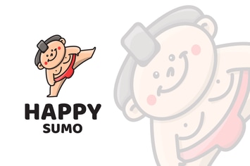 Happy Sumo Cute Logo Template