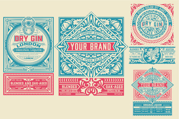 Set of 4 Vintage Packing Labels
