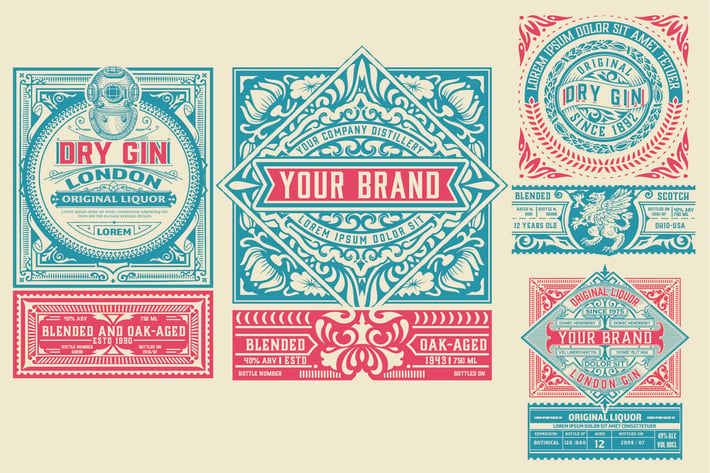 Set of 4 Vintage Packing Labels