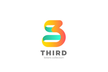 Number 3 Three design 3D Ribbon style