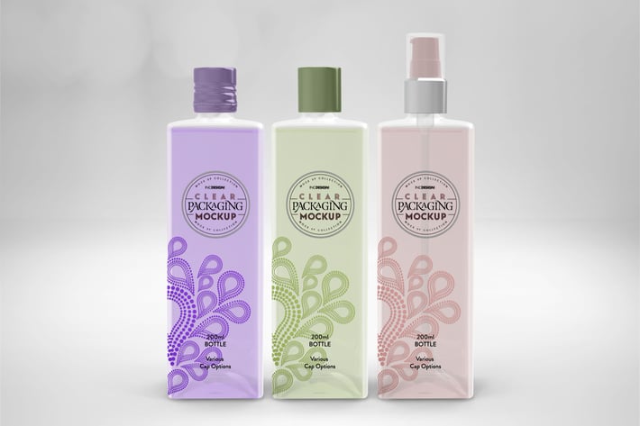 Clear 200ml Square PET Bottles Packaging Mockup