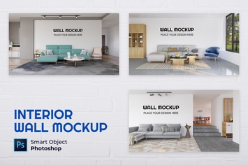 Interior Living Room Wall Mockup