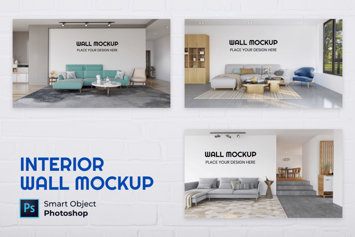 Interior Living Room Wall Mockup