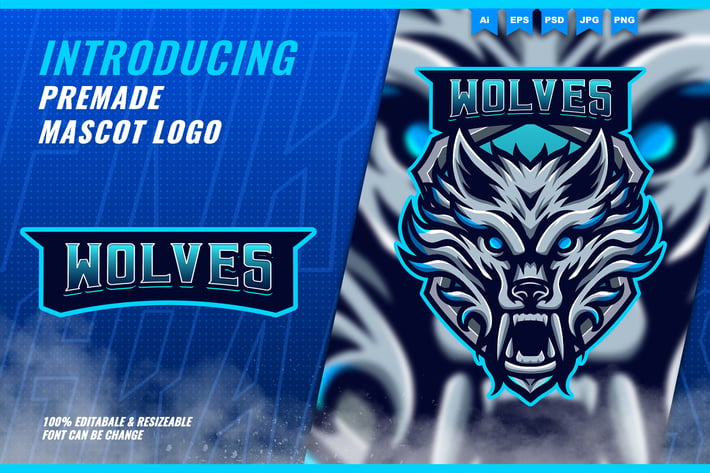 White Wolve - Mascot Esport Logo Template