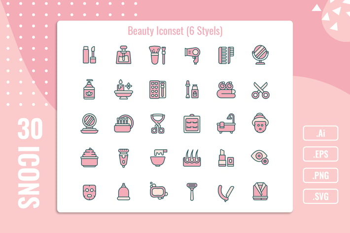 30 Iconset Beauty with 6 styles variant