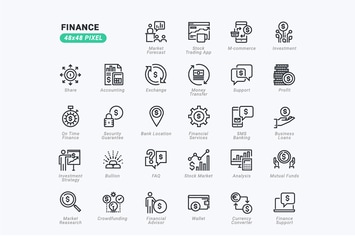Thin Line Icons Set of 	Finance