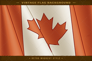 Vintage Flag Of Canada. Close-up Background