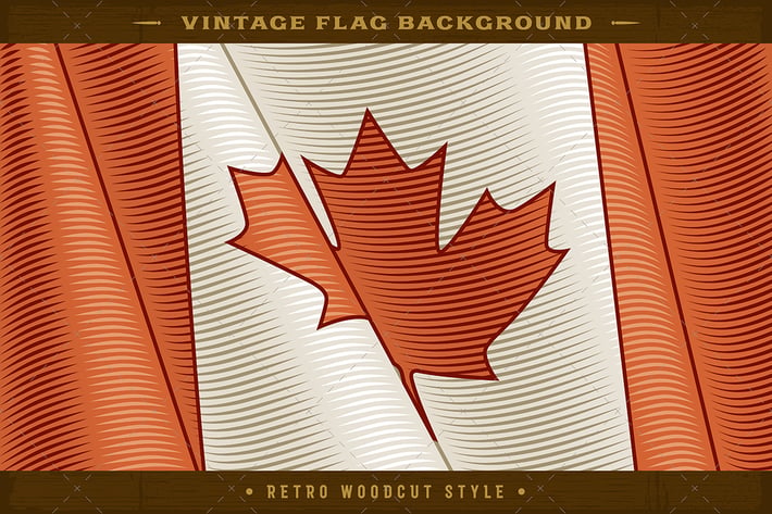 Vintage Flag Of Canada. Close-up Background