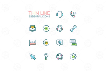 Help Center - Thin Single Line Icons Set