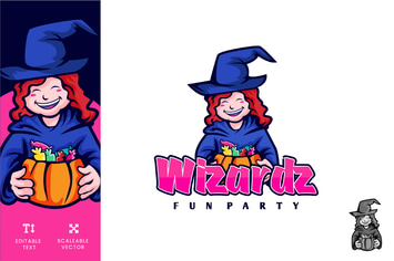 Wizardz Halloween Party Logo Illustration Vector